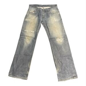 Diesel Jeans Mens Size 34 Blue Denim Distressed Relaxed Fit Made in Italy